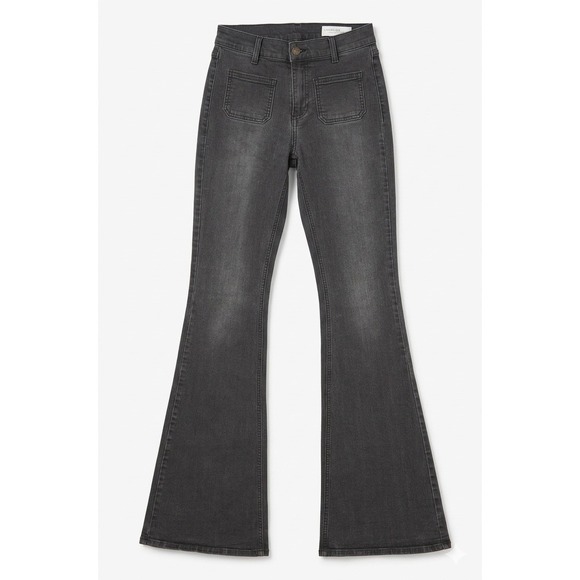 pistola Denim - Pistola Faded Black High Rise Flare Jeans Patch Pocket Style P8003 Size 27